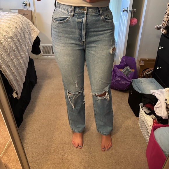 Windsor Denim - Windsor Light Blue Distressed Straight Leg Jeans